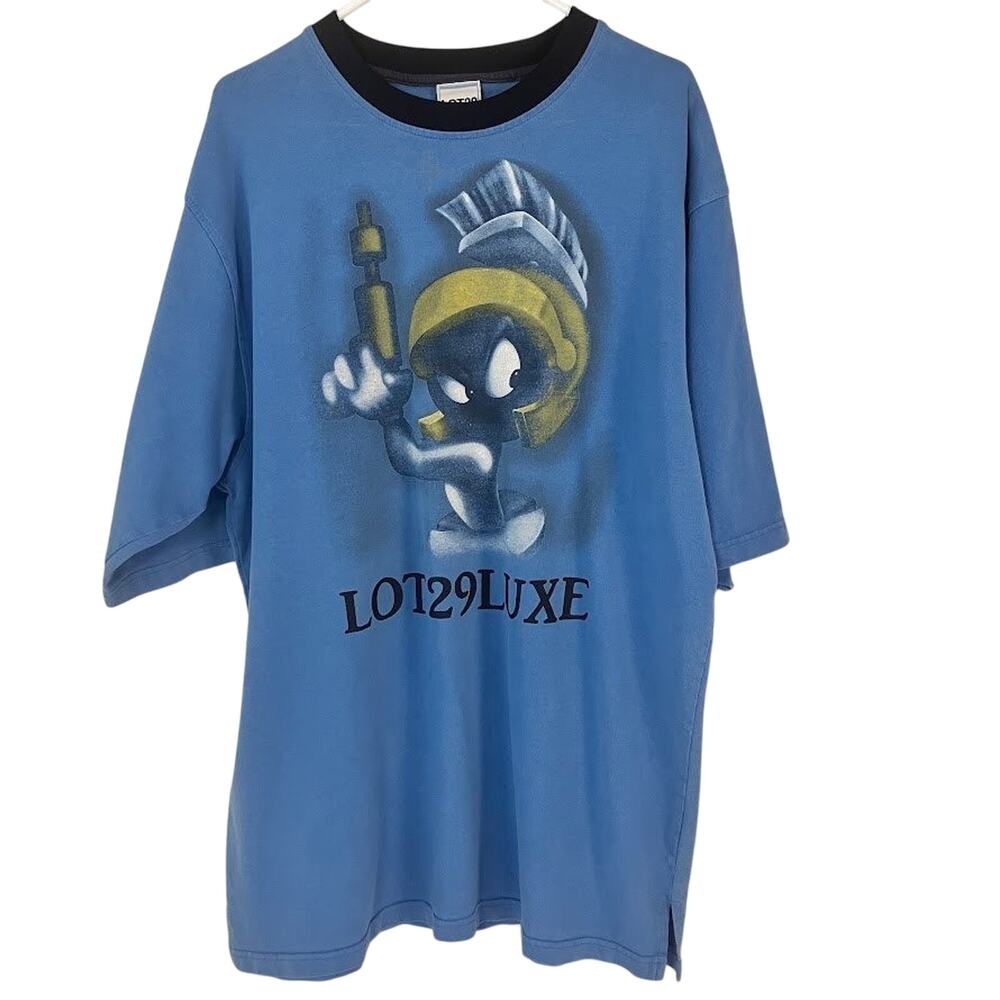 LOT 29 Looney Tunes Marvin the Martian Graphic Vintage Ringer T-Shirt Mens XL